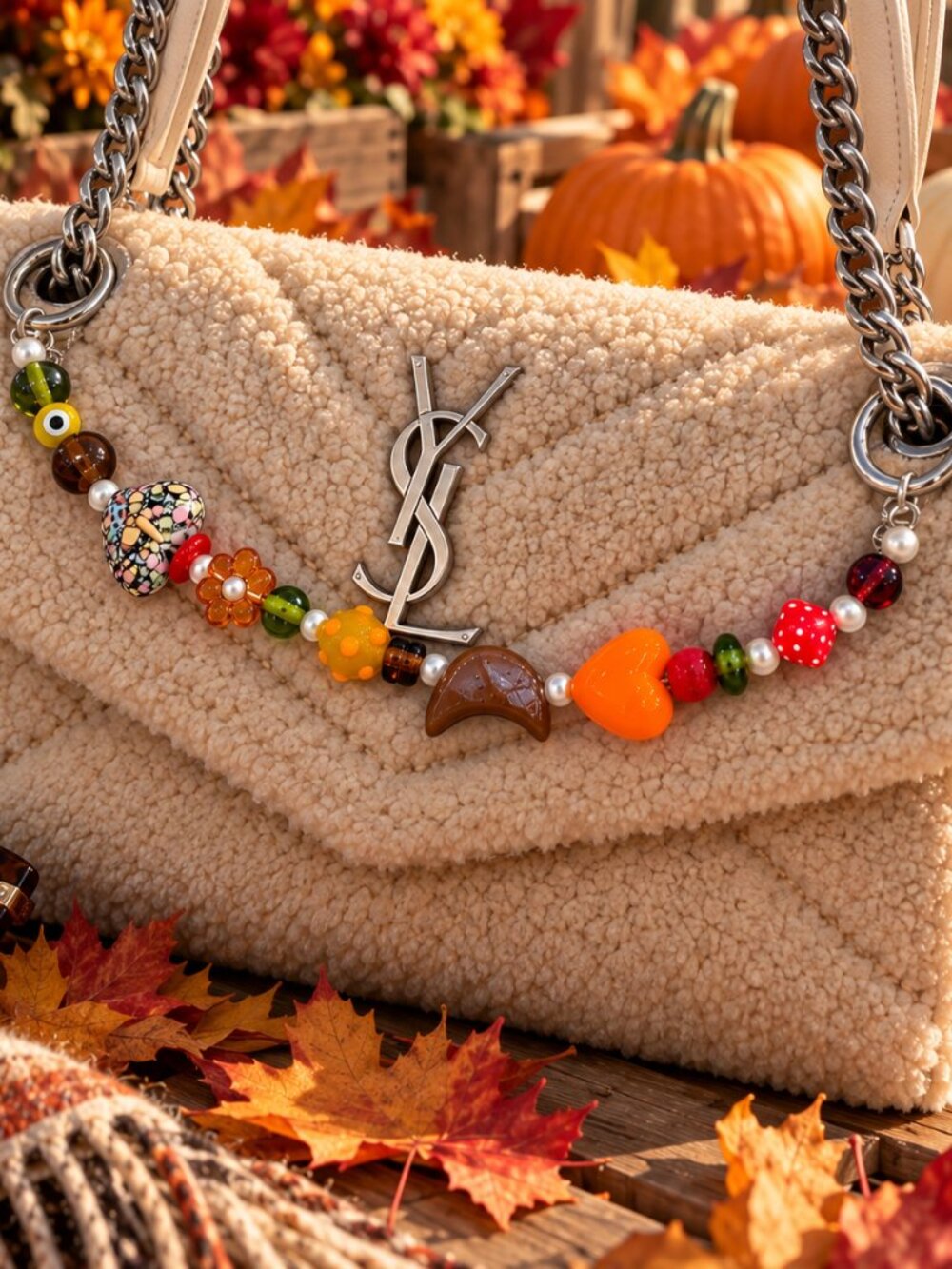 Fall Bag Charm with Colorful Glass Beads